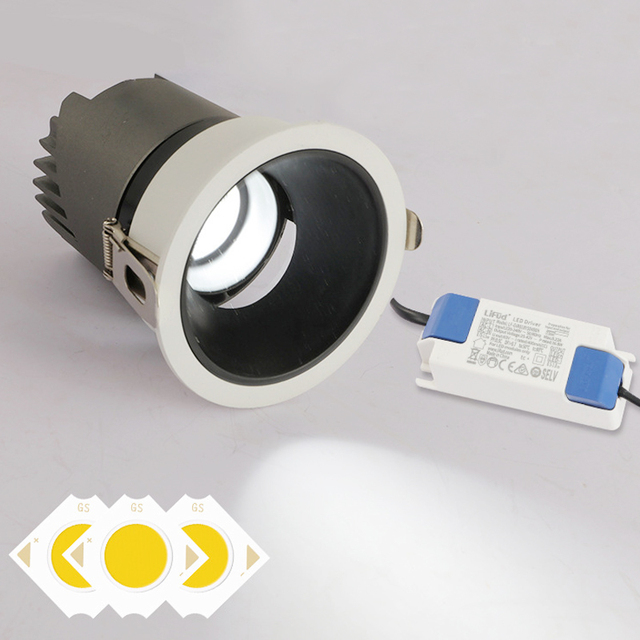 Triac DALI 0-10V Dimming 12W 20W 30W 40W 50W Anti-glare LED Downlight 3000K 4000K 6000K UGR<19 for office bar