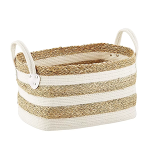 Producto superior caliente yute algas marinas bolsa de lavandería cesta de decoración cesta duradera tejida a mano organización de almacenamiento en el hogar - Product Image 1