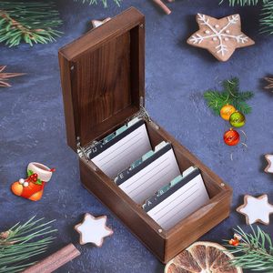 Titular de la tarjeta de visita 2,2x3,5 pulgadas Tarjetas de índice Caja organizadora Tarjeta de escritorio Archivo Titulares de notas Organizadores de madera Nogal - Product Image 6