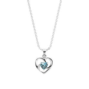 NOVAMART Fine Platinum Rhodium-Plated Heart Pendant Necklace- 925 Sterling <b>Silver</b> Wholesale Export - Product Image 1