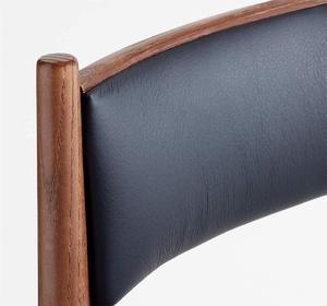 เก้าอี้รับประทานอาหารไม้สักทันสมัยกลางศตวรรษพร้อมที่วางแขนหุ้มเบาะหนังหุ้มและหลังสำหรับบ้านคาเฟ่และการต้อนรับ - Product Image 6