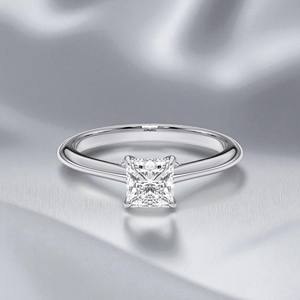 Juego de puntas de anillo de compromiso de solitario de diamante redondo y moissanita de 1,12 quilates en plata para mujer - Product Image 2
