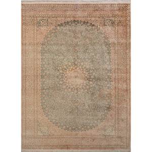 Alfombras de Seda Anudadas a Mano Gulmarg, Grandes, Rojas y Naranjas, con Diseño de Medallón Rectangular y Patrones de Rompecabezas para el Hogar, Pae-6219, para Sala de Estar y Pasillo - Product Image 1