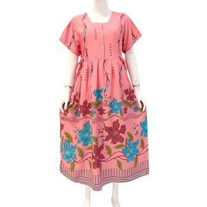 Robes midi pour femmes, col carré élégant avec boutons, en tissu rayonne. - Product Image 5