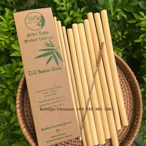 Vente en gros de pailles de bambou carbonisé réutilisables écologiques, paille à boire en bambou biologique, logo personnalisé avec prix bon marché par Eco2go Vietnam - Product Image 2