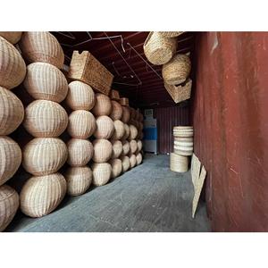 Abat-jour en rotin rond fait à la main, moderne, décoratif, écologique, avec cadre en fer thermolaqué, pour usage intérieur (hôtel, maison) - Product Image 2