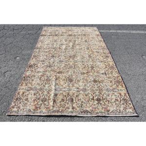 Grand tapis turc de 5,2 x 8,8 pieds, tapis vintage rayé brun - Product Image 1
