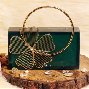 Pochette en résine écologique faite à la main Sac à main de créateur de luxe Design décoratif de haute qualité - Product Image 1