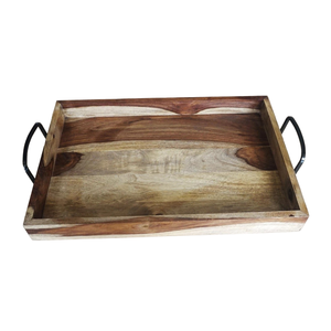 Top Selling Premium Quality Wooden Tray Metal Handles Wood Inlay Modern Design Multi-piece Serving Storage <b>Shelves</b> Unit Decor - Product Image 1