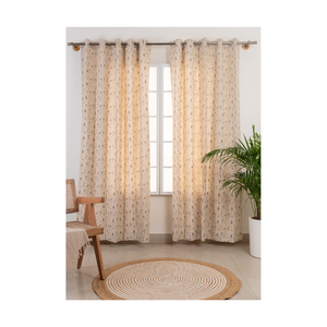 Cortinas Bohemias de patrón abstracto liso en algodón 100% ligero de 48x90 pulgadas con cortinas de superficie bordadas suaves a medida - Product Image 2