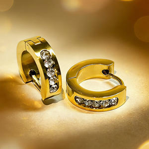 Pendientes de Aro de Acero Inoxidable para Mujer, con Zirconia, Estilo Vintage, Color Oro 18K y Plata, Joyería Elegante - Product Image 4