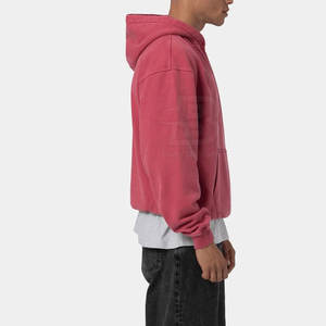 Sweat à capuche personnalisé de haute qualité délavé à l'acide pour hommes, vêtements d'hiver décontractés solides avec col à capuche, grande taille - Product Image 4
