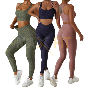 Ensemble de sport 2 pièces pour femmes, vêtements d'entraînement de Yoga, impression personnalisée, ensemble de gymnastique, ensembles de Yoga - Product Image 1