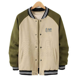 Veste décontractée pour homme à col montant, style Letterman, qualité supérieure, logo avant écologique, style urbain, laine/coton, hiver - Product Image 1