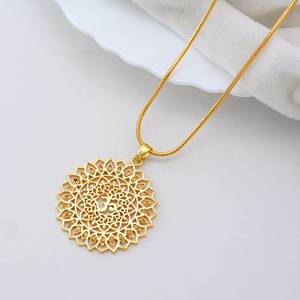 Latón chapado en oro Om Mandala colgante collar Chakra Lotus diseño espiritual Yoga meditación joyería para mujeres flor joyería - Product Image 1