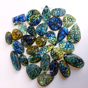 Quyang hengton — cabochon en pierre précieuse sculptée à licorne rose, 1 pièce, sculpté, avec perles en pierre gemmes, pour sculpture cristal - Product Image 1