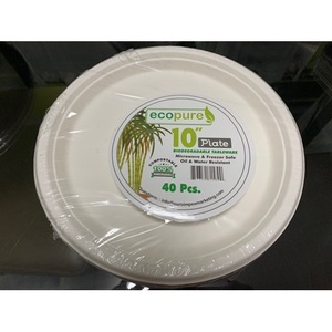 Ecopure 10 Assiettes en papier jetables biodégradables et compostables, modernes, sûres pour le réfrigérateur, pour les fêtes, les mariages, les hôtels, les restaurants - Product Image 1