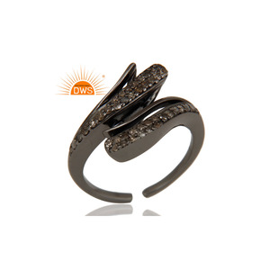 Pave Diamond Designer Midi Ring Joyería para mujer Regalo para ella Negro Rodio Joyería de plata esterlina Mayorista - Product Image 4