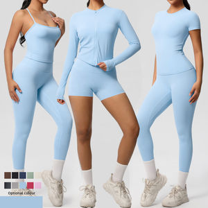 Fabricante de ropa deportiva Ropa de entrenamiento Ropa deportiva 4 piezas Gimnasio Fitness Conjuntos Mujeres Conjunto de yoga sin costuras - Product Image 2