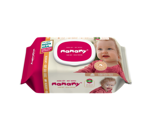 Prix de gros Mamamy Lingettes humides pour bébé Testées dermatologiquement Anti-érythème Cutané Soins pour peaux sensibles Du Vietnam 100 pièces Haute qualité - Product Image 4