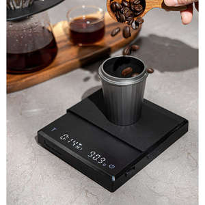 Mini Báscula Digital Ultra Delgada para Café, Balanza de Cocina USB con Temporizador, Negra y Blanca - Product Image 2