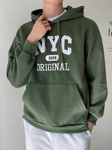 Sudadera con capucha lisa, desgastada, de gran tamaño, estilo vintage, 100% algodón, de diseño, para hombre, al por mayor - Product Image 3