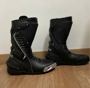High Quality Genuine Leather Mid-Calf Waterproof Motorbike Shoes with Canvas <b>Upper</b> New Design Outdoor Use - Product Image 1