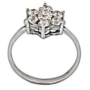 Anillo de Plata 925 para Mujer con Diseño de Racimo de Flores y Cristales de Estrás, Estilo Clásico de Compromiso - Product Image 1