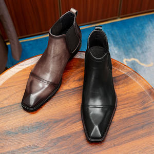 Bottines Chelsea en cuir rétro avec absorption des chocs et semelle souple pour hommes, idéales pour les événements à thème vintage et les tenues de bureau. - Product Image 2