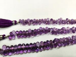 Forma de lágrima de amatista natural 5x7mm Briolette cuentas facetadas hebra 8 pulgadas de largo - Product Image 3