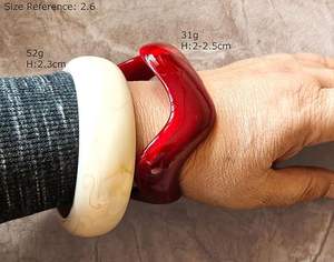 กำไลเรซิ่นทำมือ ปรับแต่งสี รูปแบบ ลวดลาย ทำด้วยมือ ทาสีด้วยมือ แฟชั่นอินเดีย แบบดั้งเดิม - Product Image 3