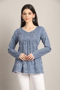 Ready Wear Western Modern Stylish Design Pure Cotton Short/Full Sleeve Short <b>Kurti</b> Top Women Special Occasion Wedding Bulk - Product Image 5