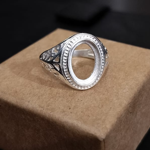 10K oro plata esterlina 925 10x14mm forma ovalada filigrana bisel en blanco anillo ajuste resina cenizas leche materna joyería recuerdo encanto - Product Image 4