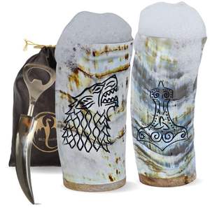 Haute qualité vente chaude Viking corne verre à liqueur authentique corne de buffle fabriqué à la main sculpté à la main Koi boire tasse courte - Product Image 3