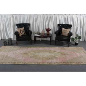 พรมตุรกีวินเทจคลาสสิก12.8ft เบจ-ชมพู4.7 x พื้นที่ขนาดใหญ่งานเย็บปะทำจากขนสัตว์ยางสี่เหลี่ยมนามธรรมสำหรับพรมห้องโถงห้อง - Product Image 3