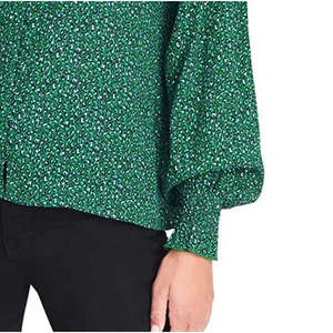 Camicetta in Chiffon e Raso di Seta da Donna, Top Lungo Formale - Verde XL - Primavera/Autunno - Product Image 3