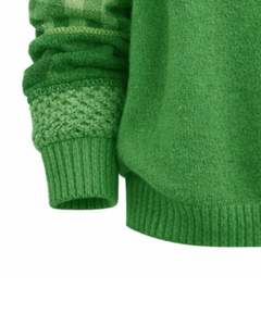 Suéter de Punto con Cuello Polo y Bordado de Trébol para Mujer, Verde, Manga Larga, Suave, Informal, para Invierno, Venta al por Mayor, Ropa de Moda - Product Image 6