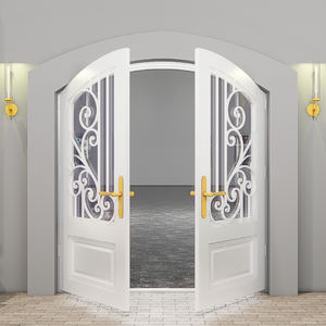 Puerta exterior de la casa con marco de hierro forjado moderno simple y vidrio templado transparente para un flujo de luz natural - Product Image 6