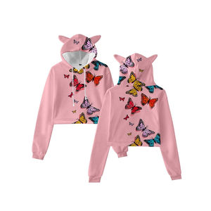 Sudadera corta con capucha para mujer, de alta calidad, con logotipo personalizado, sin pedido mínimo, Top corto de gran tamaño, Jersey - Product Image 5