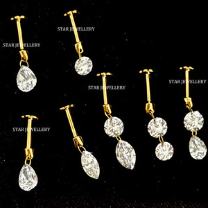 14K Solid Gold Floating Round Lab Grown Diamond Stud <b>Earring</b> Fine Jewelry. - Product Image 5