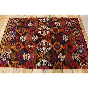 Tapis turc vintage 3,5x5,1 pieds, tapis en laine abstrait rouge - Product Image 2