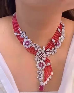 Ensemble de colliers de créateur de diamants américains CZ de qualité supérieure bijoux de mariée et de fête pour les mariages, les festivals et les occasions spéciales - Product Image 3