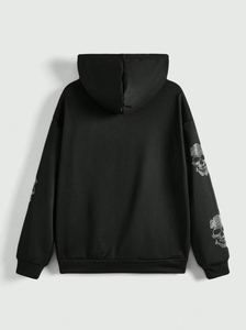 Sweat à capuche surdimensionné en coton mélangé avec strass pour hommes Streetwear lourd Veste à capuche personnalisée avec fermeture éclair de coupe Boxy délavée en gros - Product Image 4