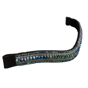 สายรัดคิ้วม้าหนังอังกฤษสีดำ,สีและขนาดที่กำหนดเองทั้งหมดพร้อมตกแต่ง5แถวมรกต AB คริสตัลและหิน - Product Image 1