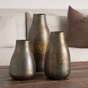 Moyen Vase En Métal Doré Oxydé Pot De Fleur Décoratif Vintage Salon Bureau Mariage Événement Décor Fournisseur En Gros Export - Product Image 3