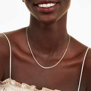 Cadena de tenis de diamante moissanita de 3,50 MM, collar de diamantes de corte redondo helado, plata/K chapado en oro de 10, diseñado para la moda de Hip Hop - Product Image 2