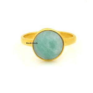 Bonne qualité 925 argent Sterling éternité pierre précieuse bague vert Amazonite élégant Vermeil finition lunette réglage meilleur cadeau pour les femmes - Product Image 2
