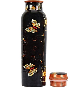 Botella de cobre hecha a mano de alta calidad, diseño de flores a prueba de fugas, aplicable estilo indio, Yoga, fiesta, uso, agarre de mano - Product Image 2