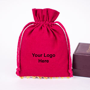 กระเป๋าผ้าฝ้ายสีชมพูทำด้วยมือคุณภาพสูงของอินเดียโลโก้ที่กำหนดเองภาชนะบรรจุของที่ระลึกจัดงานเครื่องประดับขายส่ง - Product Image 4