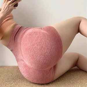 Pantalones de fitness de cadera sin costuras de secado rápido para mujer, pantalones cortos cruzados con cara sonriente y trasero de miel, deportes, Yoga, medio de tres puntos - Product Image 4